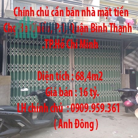 Chính chủ cần bán nhà mặt tiền Chợ Bà Chiểu, Phường 1, Quận Bình Thạnh.TP.Hồ Chí Minh
