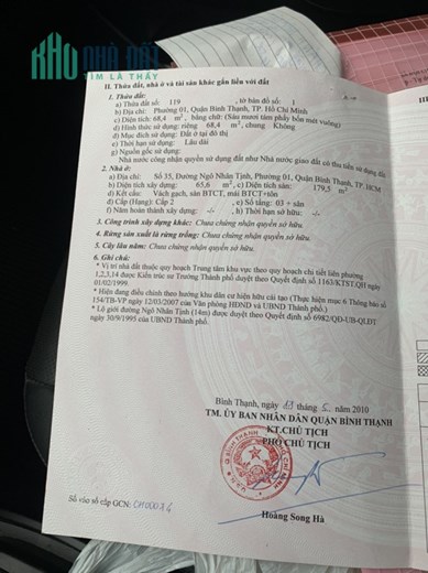 Chính chủ cần bán nhà mặt tiền Chợ Bà Chiểu, Phường 1, Quận Bình Thạnh.TP.Hồ Chí Minh