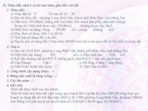 Chính chủ Bán Nhà phường Long Bình Tân, TP Biên Hòa, Đồng Nai