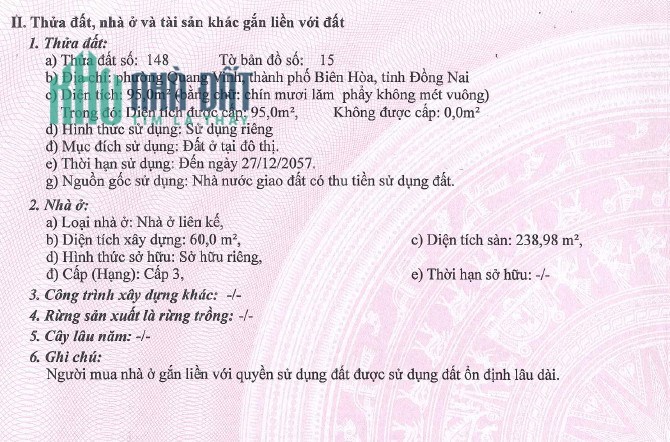 Chính chủ Bán nhà A3 (chưa hoàn thiện), Khu dân cư Quang Vinh, TP Biên Hòa, Đồng Nai