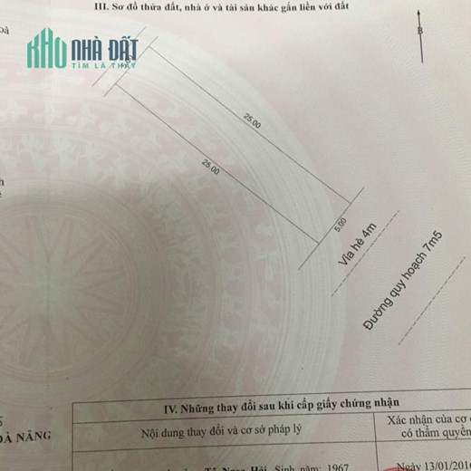 Bán lô 42b2.26 golden hills Đà Nẵng