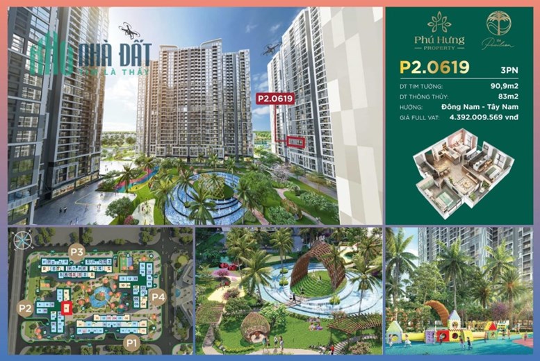 căn 3PN, 90,9m2 hướng ĐN rộng thoáng mát mẻ chỉ 4x tỷ
View nội khu xịn sò có 102
