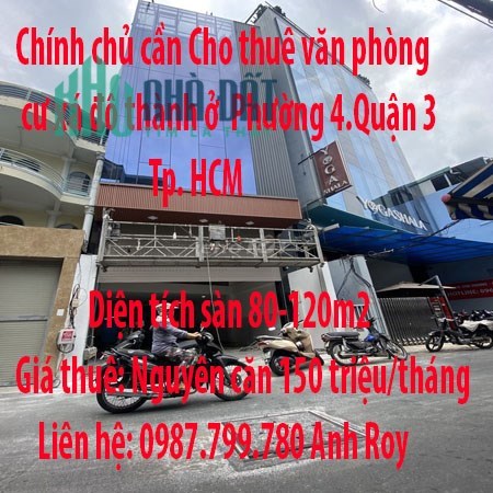 Chính chủ cần Cho thuê văn phòng cư xá đô thành ở Quận 3, Tp Hồ Chí Minh