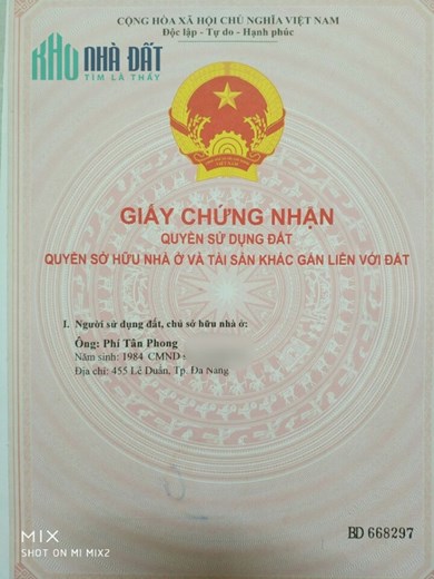Chính chủ bán nhà cấp 4 mặt tiền đường Nguyễn Khuyến - Hòa Khánh Nam - Liên Chiểu - Đà Nẵng
