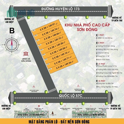 Bán đất nền liền kề chợ Sơn Đông - tp. Bến Tre