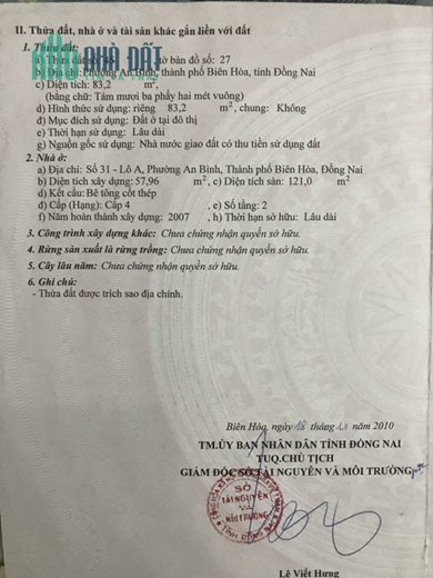 CHÍNH CHỦ CẦN BÁN NHANH Căn Nhà Tại Phường An Bình - TP Biên Hòa - Đồng Nai