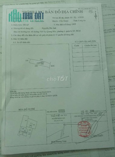 Bán Lô Đất thổ cư 380m2 Phước Hậu -Long An, Sổ hồng chính chủ.
