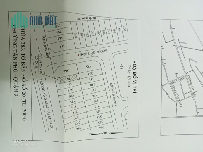 Lô đất tái định cư cây dầu Phường tân phú diện tích 105m2, mặt tiền đường 249