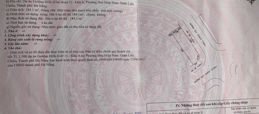 Bán đất 2 mặt tiền đường 10m5 golden hills, liên chiểu , Đà Nẵng tiềm năng