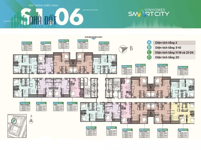 Cần Bán Nhanh Căn 2205, Tòa S1- 06  Chung cư Vinhomes Smart City,3PN+2VS, DT: 76m, ban công Hướng