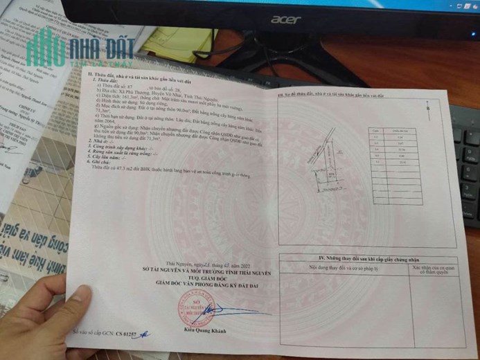 Chính chủ bán 163m2 đất vị trí mặt tiền bám QL 1B, Võ Nhai Thái Nguyên.
