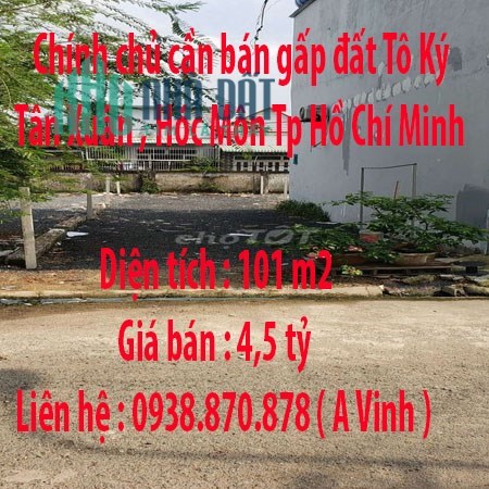 Chính chủ cần bán gấp đất Tô Ký, Tân Xuân , Hóc Môn Tp Hồ Chí Minh