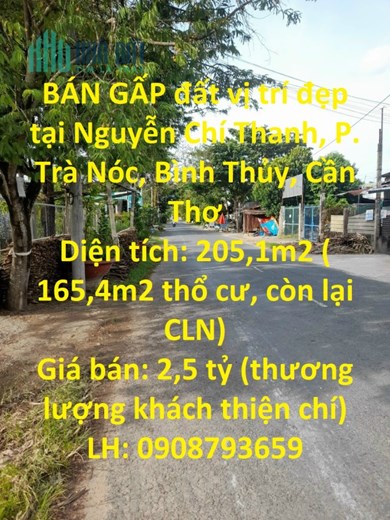 BÁN GẤP đất vị trí đẹp tại Nguyễn Chí Thanh, P. Trà Nóc, Bình Thủy, Cần Thơ