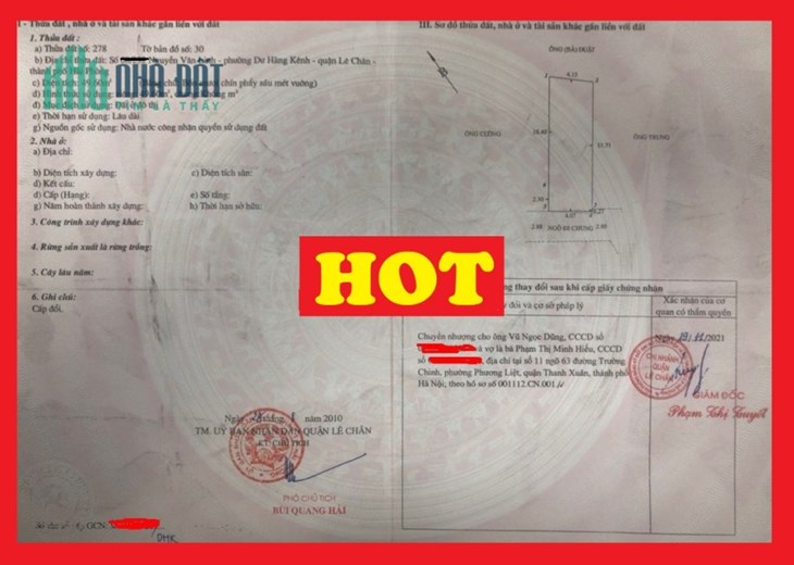 Bán đất ngõ 389 Chợ Hàng, diện tích 50m cực đẹp GIÁ 1.95 tỉ , hướng Tây Nam