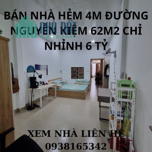 BÁN NHÀ HẺM 4M ĐƯỜNG NGUYỄN KIỆM 62M2 NHỈNH 6 TỶ.