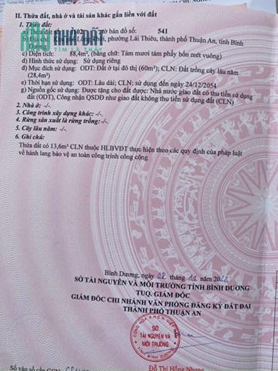 BÁN ĐẤT SỔ RIÊNG TRUNG TÂM LÁI THIÊU - GIÁ 2,2 TỶ CÔNG CHỨNG NGAY