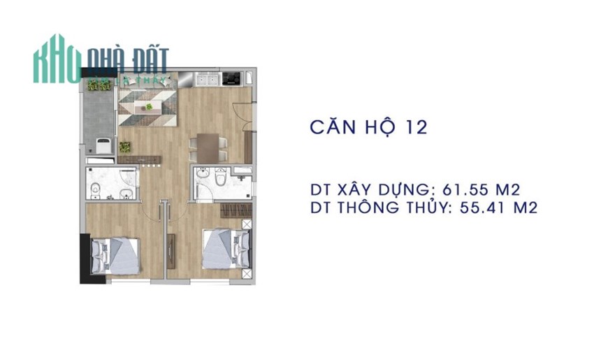 ** Bán căn hộ 2PN- 2VS Tecco Thịnh Đán chỉ 1.1 tỷ
