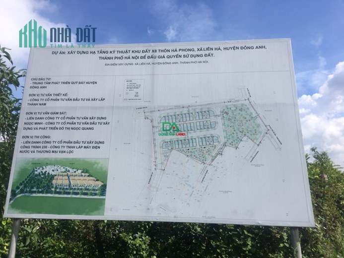 Đất đấu giá X8 Hà Phong Liên Hà Đông Anh 90m² view công viên khởi điểm 20.8tr/m².