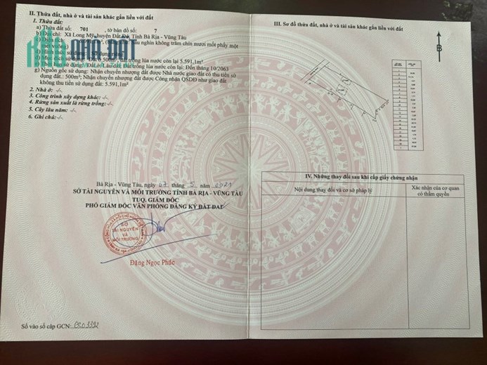 Chính chủ cần bán lô đất vị trí đẹp tại xã Long Mỹ, huyện Đất Đỏ, Bà Rịa Vũng Tàu