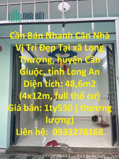 Cần Bán Nhanh Căn Nhà Vị Trí Đẹp Tại Cần Giuộc, Long An