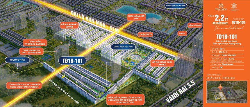 Biệt Thự LK  60m2, 6,6 tỷ xây 5 tầng khu Thời Đại 18 dự án Vinhomes Ocean Park 3 The Crown