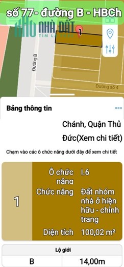 Đất MTKD đường B, Hiệp Bình Chánh, Thủ Đức (đang cho thuê 10 triệu/tháng )