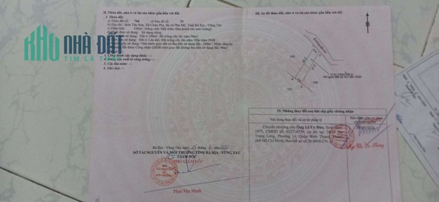 CẦN BÁN LÔ ĐẤT NỀN THỔ CƯ TẠI TÂN TRUNG, CHÂU PHA, TX PHÚ MỸ