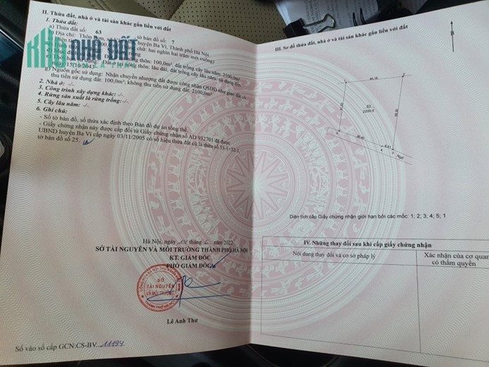 CHÍNH CHỦ CẦN BÁN ĐẤT TẠI THÔN BƠN - XÃ VÂN HÒA - BA VÌ - HÀ NỘI