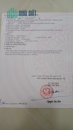 Chính chủ bán đất đường Thanh Xuân 25, khu phố 7, phường Thạnh Xuân ,Quận 12, TPHCM
