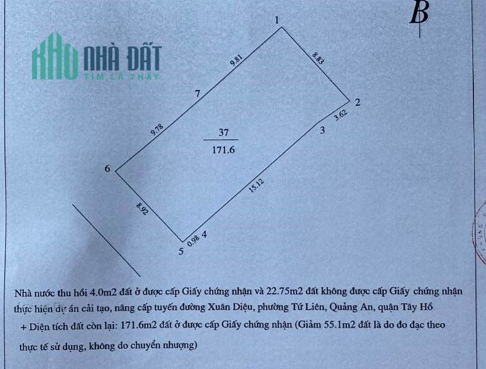 Bán nhà mặt phố Xuân Diệu, Tây Hồ, phố tây, kinh doanh, QH ổn đinh, Mt 9m, 180m 75 tỷ