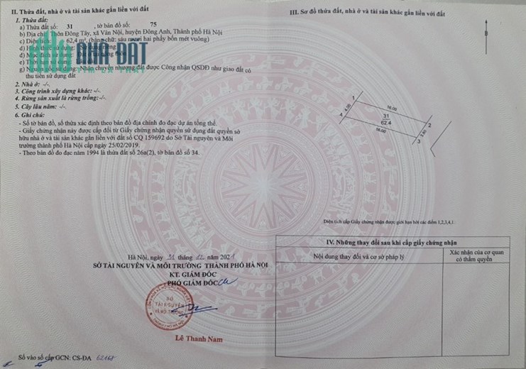 Bán Đất xóm Đông Vân Nội Đông Anh 62.m vỏ làng sát đường Võ Nguyên Giáp