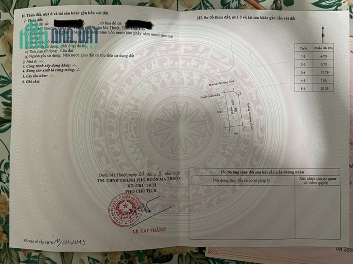 BÁN LÔ GÓC ĐẤT TC 100% KHU TÁI ĐỊNH CƯ_AMA JHAO TP Buôn Mê Thuộc