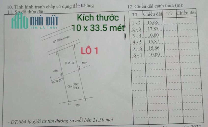 Bán 13x30m đất mặt tiền tỉnh lộ 864,Kim Sơn, Châu Thành,Tiền Giang