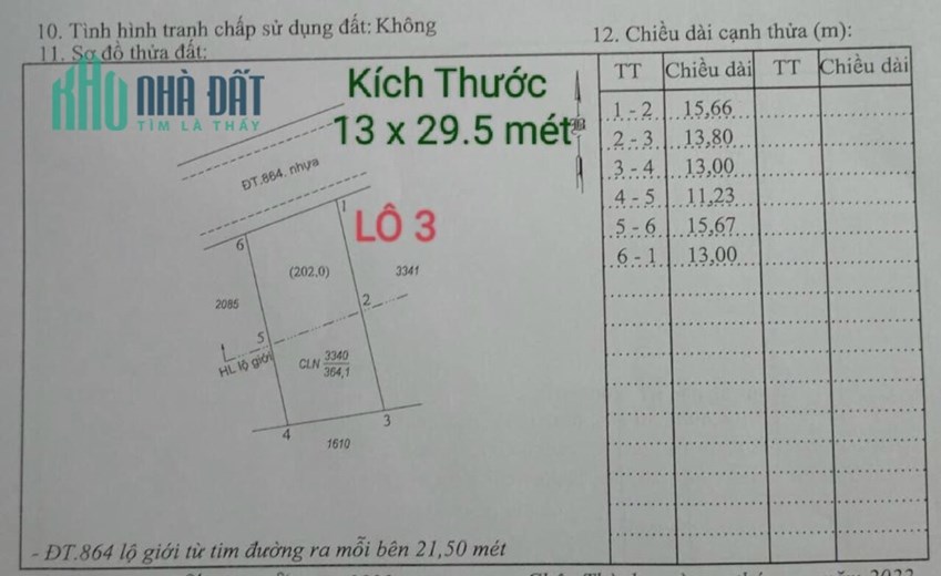 Bán 13x30m đất mặt tiền tỉnh lộ 864,Kim Sơn, Châu Thành,Tiền Giang