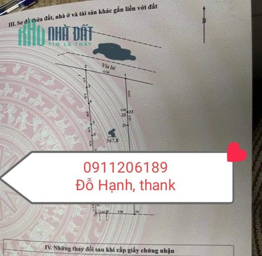 Đội Cung, Hai Bà Trưng, 547m2 đất MT13m giá chưa tới 300tr/m2, cấp phép xây 8T.