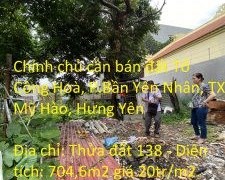 Chính chủ cần bán đất Tổ Cộng Hoà, P.Bần Yên Nhân, TX Mỹ Hào, Hưng Yên