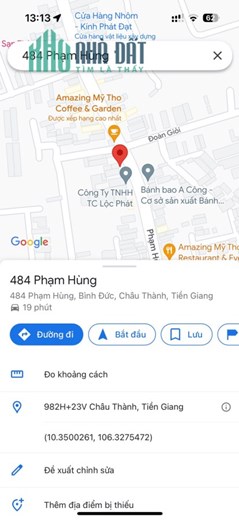 CHO THUÊ ĐẤT MẶT ĐƯỜNG PHẠM HÙNG TRUNG TÂM TP MỸ THO, TIỀN GIANG.