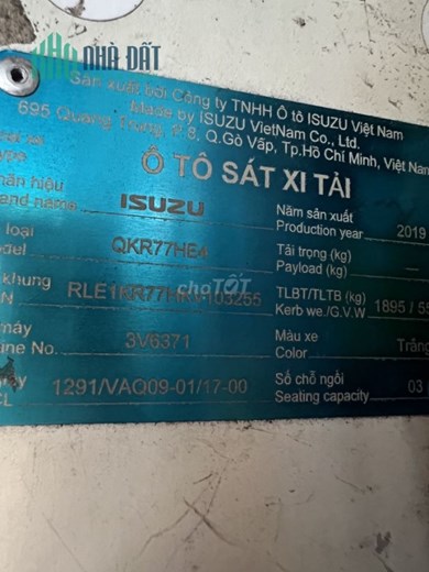 Cần bán Xe tải Isuzu 2.4Tan QKR 270 tchuẩn 4m370 11/2019.Đường Thế Lữ, Xã Tân Nhựt, Huyện Bình