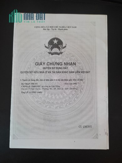 Chính chủ bán căn nhà hẻm Ngô Quyền, phường 6, Đà Lạt