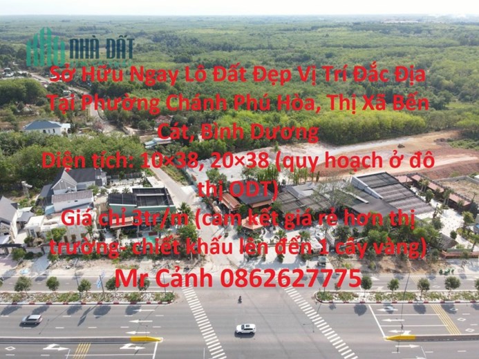 Sở Hữu Ngay Lô Đất Đẹp Vị Trí Đắc Địa Tại Phường Chánh Phú Hòa, Thị Xã Bến Cát, Bình Dương