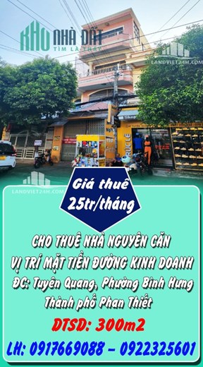 CHO THUÊ NHÀ NGUYÊN CĂN VỊ TRÍ MẶT TIỀN ĐƯỜNG KINH DOANH. Diện tích: 100 m2