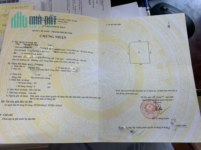 Chủ gửi bán Mặt phố Trần Quốc Hoàn - Cầu Giấy- lô góc - vỉa hè - kinh doanh đỉnh - 60m2 x 4T- mt 6m