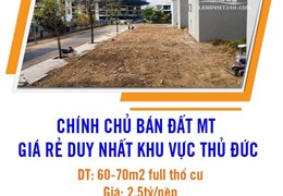 CHÍNH CHỦ BÁN ĐẤT MT GIÁ RẺ DUY NHẤT KHU VỰC THỦ ĐỨC