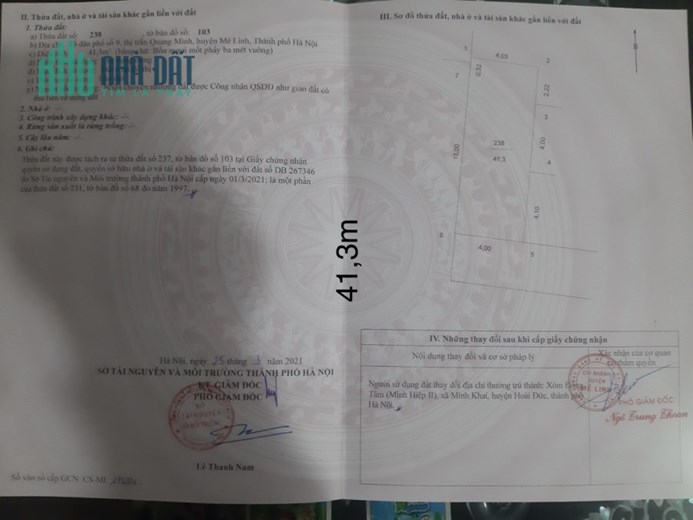 VỚI 1 TỶ NHẬP KHẨU TỔ 9 - TT QUANG MINH - MÊ LINH, QUY HOẠCH NGẬP TRÀN