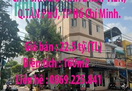 CẦN BÁN GẤP NHÀ 2 MẶT TIỀN, Q.TÂN PHÚ, TP Hồ Chí Minh.