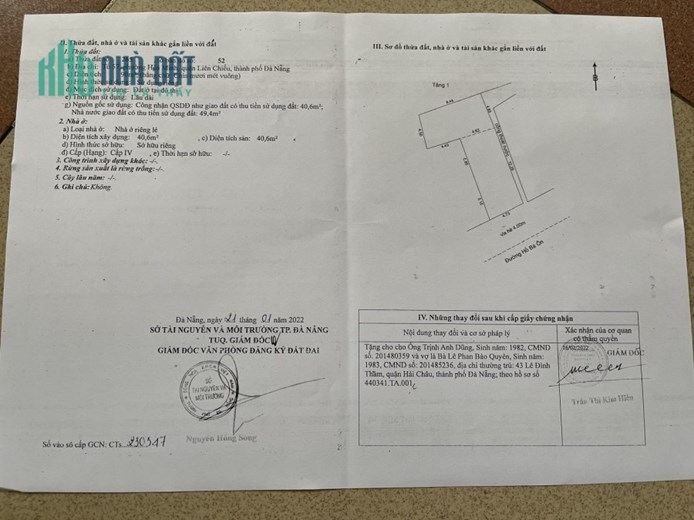 Chính chủ bán đất hai mặt tiền tặng nhà cấp 4 đường Hồ Bá Ôn, Liên Chiểu, Đà Nẵng, giá 6,3 tỷ