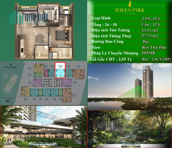DUY NHẤT CĂN 2PN 58M2 HAVEN PARK – KĐT ECOPARK RẺ NHẤT THỊ TRƯỜNG GIẢM GIÁ GẦN 200TR