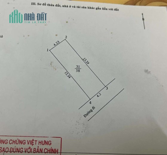 Bán đất Ngô Gia Tự, Long Biên, hướng đông nam, ngõ rộng ô tô tránh, 58m, mặt 4.2m, 4 tỷ 6