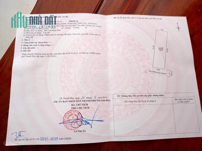 Chính chủ bán lô đất mặt tiền đường 8.75m tại thôn Quyết Thắng, xã Quảng Thịnh – TP Thanh Hóa