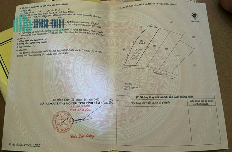 Bán 2 Lô đất đường ĐT 725, X.Lộc Bắc, H.Bảo Lâm, Lâm Đồng